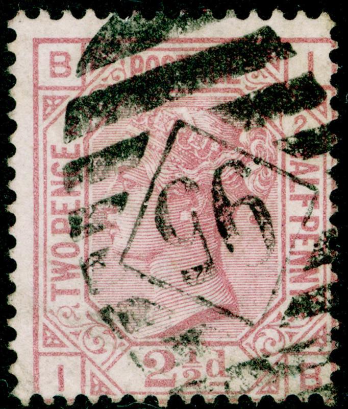 SG139, 2½d rosy mauve PLATE 2, USED. Cat £90. WMK ANCHOR. IB