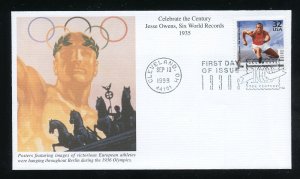 US 3185j Celebrate Century 1930s, Jesse Owens UA Mystic cachet FDC