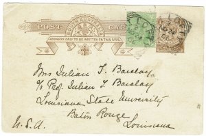 SOUTH AUSTRALIA 1906 QV GPO POSTCARD TO USA