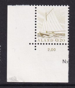 Aland islands   #2  MNH  1984  definitive set  20p sloop  fishing boat