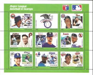 J) 2017 GRENADA,  MAJOR LEAGUE BASEBALL IN STAMPS, ROBERTO CLEMENTE, CAL RIPKEN,