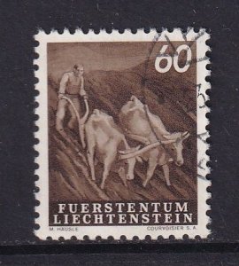 Liechtenstein  #255  used   1951  plowing  60rp