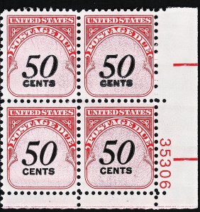 US Scott #J99 MNH Plate Block Postage Due: 50 cents