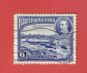 BRITISH GUIANA SCOTT#214 1934 6c SHOOTING LOGS OVER FALLS - USED