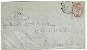 Great Britain 1900 APO (Boer War) cover addressed to Sir E.H. Collen in India
