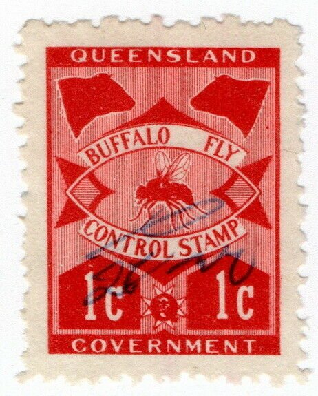 (I.B) Australia - Queensland Revenue : Buffalo Fly 1c