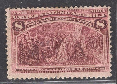 US Stamp #236 8c Magenta Columbus Restored to Favor MINT HINGED SCV $47.50