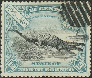 BRITISH NORTH BORNEO 1897 SG106b 10c black/slate-blue p.15 (Cancelled to Order)