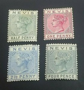 KAPPYSSTAMPS NEVIS #21, 23, 25, 27 1883-84 VALUES MINT HINGED GS0831