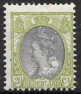 NETHERLANDS SG186 1898 20c GREY & GREEN MTD MINT