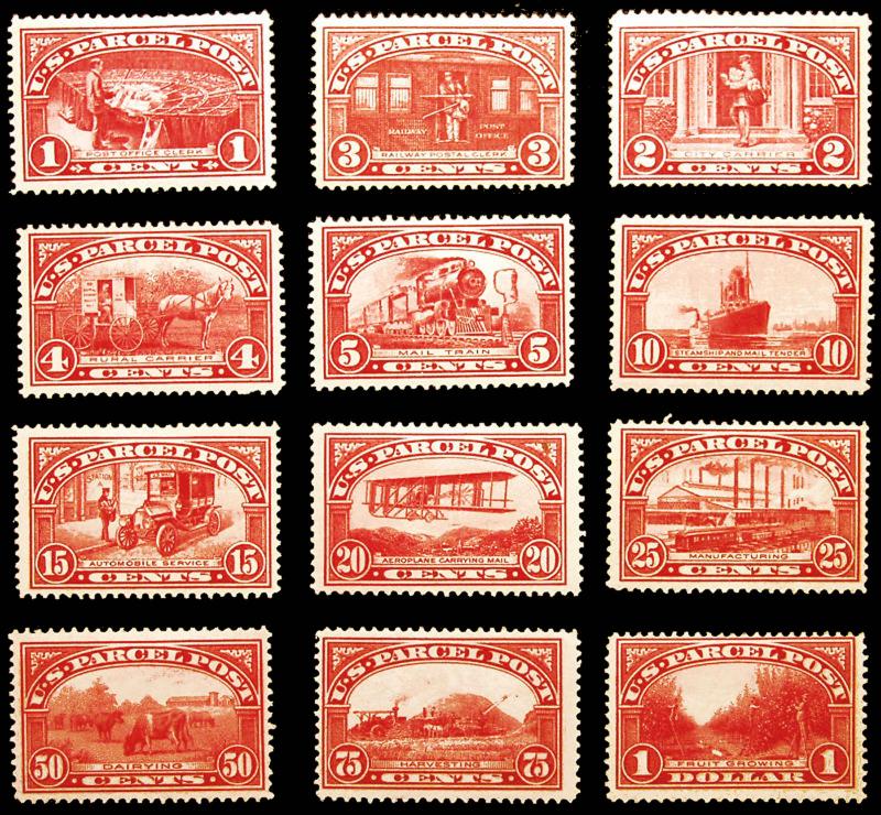 Rare Stamp Set #Q1-Q12 1c-$1 Carmine Rose Parcel Post 1913 Choice *MLH* Nice Set