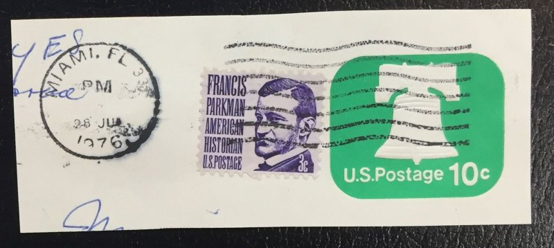 US #U567 with full cancel - Liberty Bell 10 cent w/Francis Parkman stamp