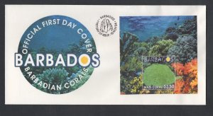 Barbados #1072  (2004 Corals sheet) on unaddressed PO cachet FDC