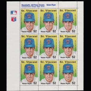 ST.VINCENT 1989 - Scott# 1276 Sheet-Baseball NH