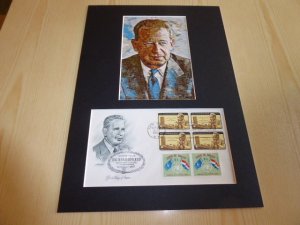 Dag Hammarskjold UN Art Postcard and 1962 USA FDC mount matte size A4