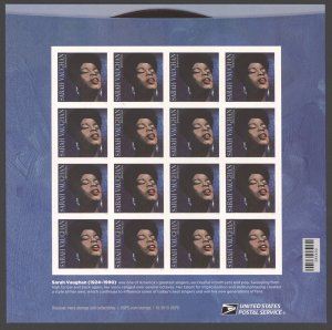 2016 US Scott #5059, Sarah Vaughan Sheet of 16 Forever Stamps