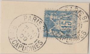 FRANCE - 1899 - Obl. Daguin PARIS 81 / R.DES CAPUCINES sur yv.101 15c t.II 