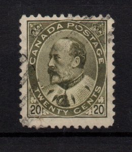 Canada 1903 KEVII 20c dp olive green fine used SG186 WS36875