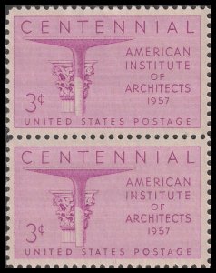 US 1089 American Institute of Architects 3c vert pair MNH 1957