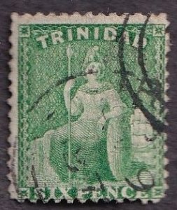 Trinidad 53a (used) 6p Britannia, emerald (1864)