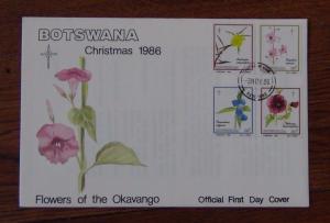 Botswana 1986 Christmas Flowers of Okavango set on First Day Cover 