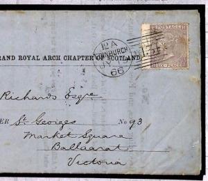 GB AUSTRALIA MAIL Cover Historic *MASONIC LETTER-SHEET*Edinburgh Lodge 1866 T47c 