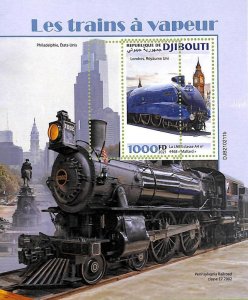 A7730 - DJIBOUTI -  ERROR MISPERF Stamp Sheet -2021 Transport, TRAINS