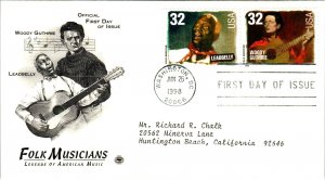 US 3212-3215 Folk Musicians PCS Set of Two Typed FDC
