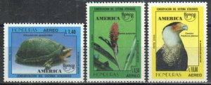 Honduras Stamp C957-C959  - America Issue,   Bird, flower and turtle