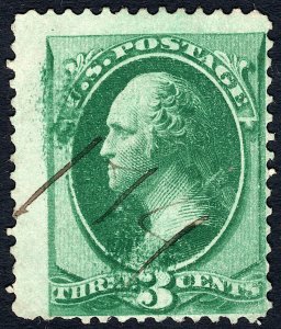 Scott 158, Printing Error, possible Specimen Marker or Revenue Use, Ribbed Paper