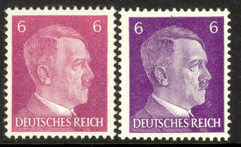 GERMANY 1941-44 6pf Hitler Head Both Shades Sc 510 MNH