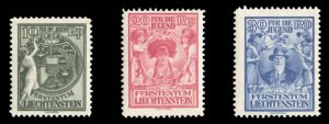 Liechtenstein #B11-13 Cat$160, 1932 Child Welfare, set of three, never hinged