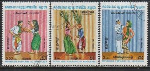 1983 Cambodia - Sc 400-2 - used VF - 3 single - Folk Dances