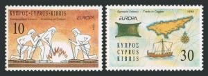 Cyprus 827-828,MNH.Michel 819-820. EUROPE CEPT-1994.Cooper Industry.Map,Boat.