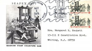 SEAPEX 1975 SEASHORE STAMP COLLECTORS CLUB CACHET CANCEL PLEASANTVILLE N.J. 1975