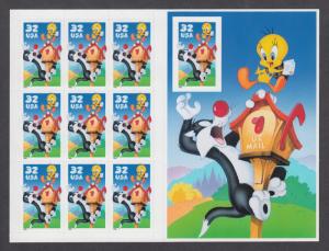 US #3205  Sylvester & Tweety w/imperf   Full sheet of 10 MNH