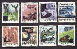 Scarce : 2002 Austria Sc #1979-86  Used surcharged stamp set Cv$12