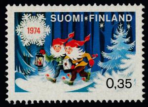 Finland 552 MNH Christmas, Elves Distributing Gifts