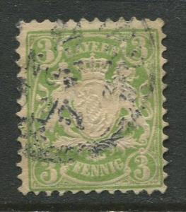 Bavaria -Scott 48 - Coat of Arms -1881 - FU - Single 3pf Stamp