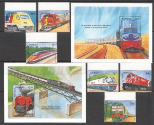 Ss1753 1995 Antigua & Barbuda Trains Railroads ! 2Bl+1Set Mnh