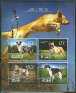 NIGER  2014 DOGS SHEET  PERFORATED MINT NH