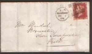 SCOTLAND 1858 E 1d Red Canc Edinburgh Dotted Duplex  Type...