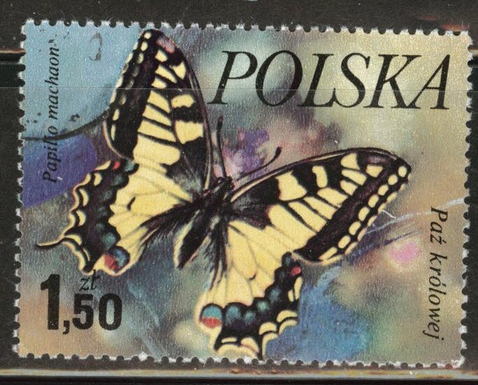 Poland Scott 2229 Used 1977  favor canceled Butterfly stamp