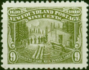 Newfoundland 1910 9c Olive-Green SG102 Fine & Fresh MM