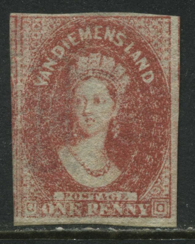 Tasmania QV 1857 1d carmine unused no gum