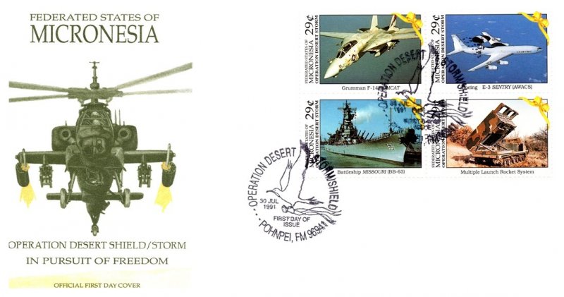 Micronesia, Worldwide First Day Cover, Aviation, Military Related, Helicopters