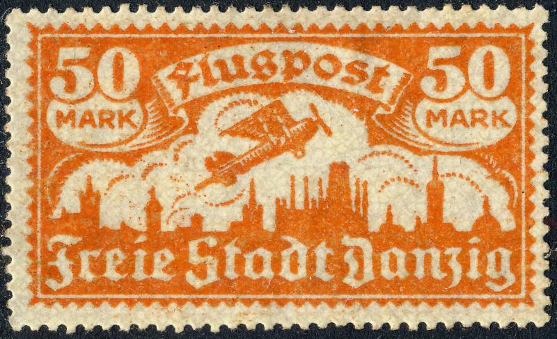 DANZIG - 1923 - Mi.134 50Mk red-orange - Mint*