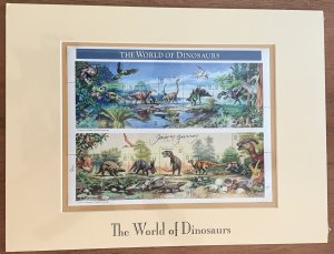 US #3136 MNH Framed Sheet of 15 Dinosaurs Signed by Designer James Gurney L37