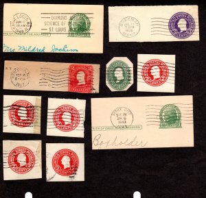 USA, Cut Squares, Lot of 10 used cut squares.  Lot 230811 -39