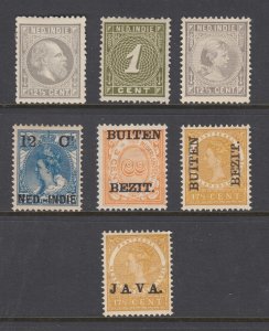Netherlands Indies Sc 10/91 MLH. 1870-1908 issues, 7 different, F-VF